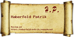 Haberfeld Patrik névjegykártya